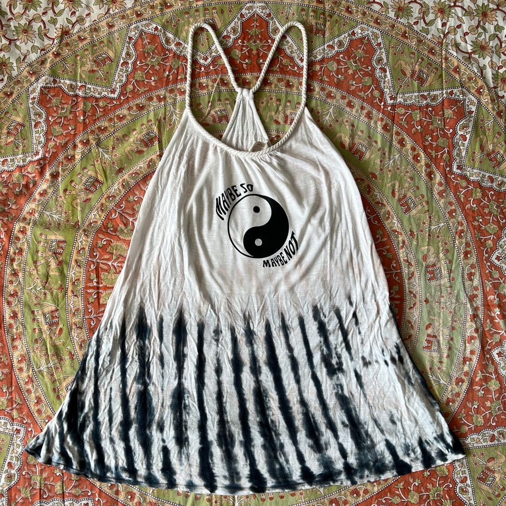 Maybe So Maybe Not Phish Forever 21 Dress (Junior’s L - Black/White/Tan)